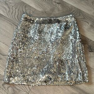 Milly Silver Sequin Midi Skirt Size 6